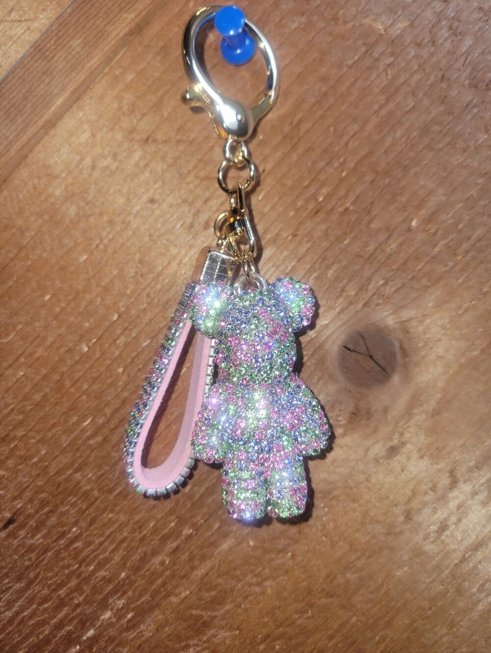 Sparkling Multicolor Teddy Keychain Wristlet - Kids Accessories